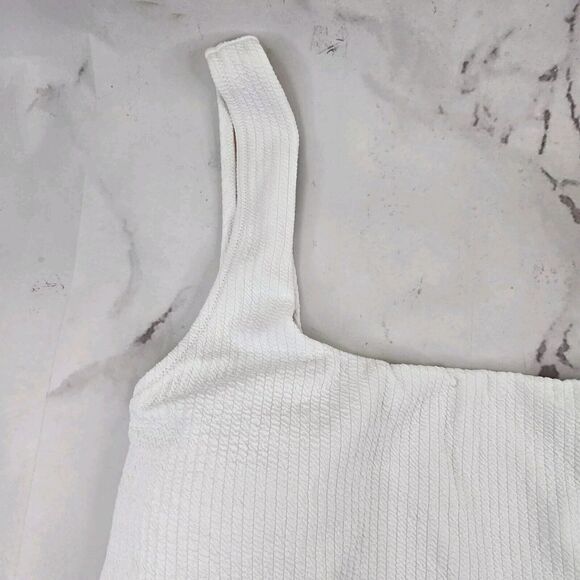J Crew Swim 24 3X White One Piece Square Neck Textured Bikini Full Coverage - Picture 2 of 12